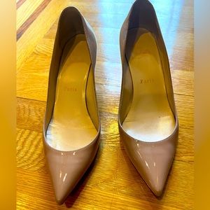 Poor condition Louboutin pigalle follies 55 Nude sz 7 kitten heel red bottom